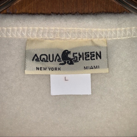 Women’s L VTG USA AQUA SHEEN Polar Fleece Light Cream Button Up Jacket EXC LN - Picture 3 of 14